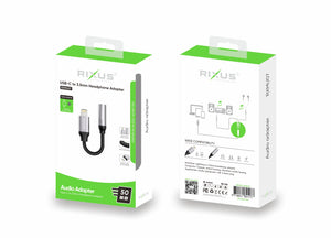 Rixus RXMU07 Lightning To 3.5mm Headphone Adaptor Black