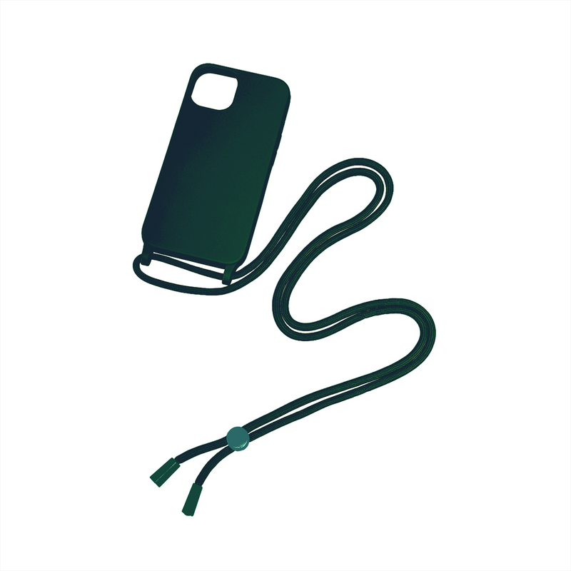 Rixus For iPhone 14 Pro Max TPU Necklace Cord Cover Dark Green