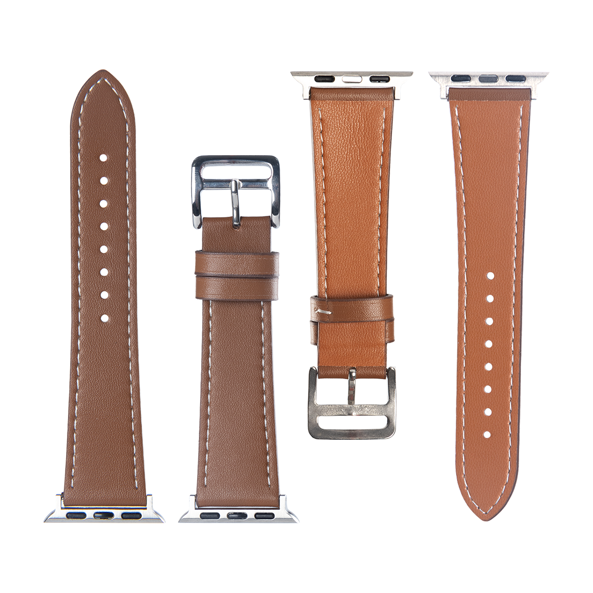For Apple Watch 42mm, 44mm, 45mm, 49mm Double Layer Leather Band Brown