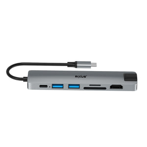 Rixus USB Type-C To Ethernet Adaptor With Docking Station Blue