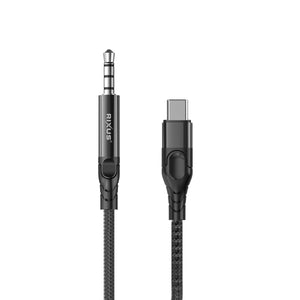 Rixus RXMU35C 3.5mm AUX To USB-C Braided Audio Cable 4-ft Black