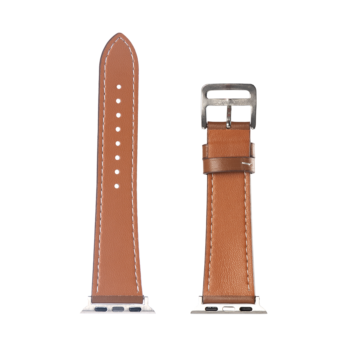 For Apple Watch 42mm, 44mm, 45mm, 49mm Double Layer Leather Band Brown