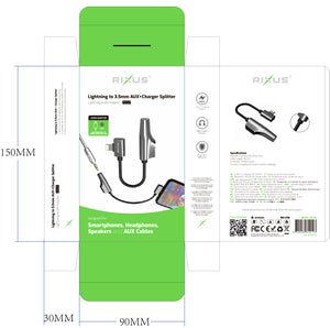 Rixus Adapter Charge And Audio Cable For Lightning