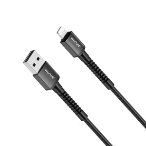 Rixus RXU71A Nylon Braided USB To Lightning Cable 1.2mtr Black
