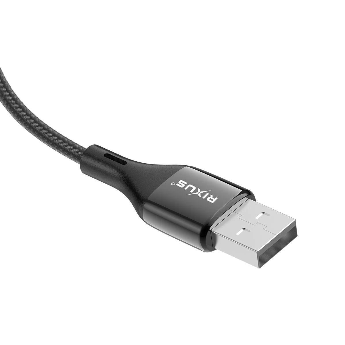 Rixus RXUC28AL Braided USB To Lightning Cable With LED Display 1m Black