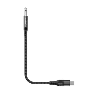 Rixus RXMU35C 3.5mm AUX To USB-C Braided Audio Cable 4-ft Black