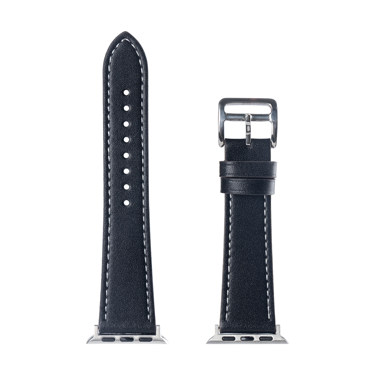 For Apple Watch 38mm, 40mm, 41mm Double Layer Leather Band Black