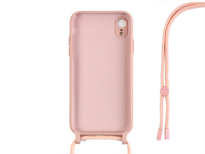 Rixus For iPhone XR TPU Necklace Cord Cover Pink
