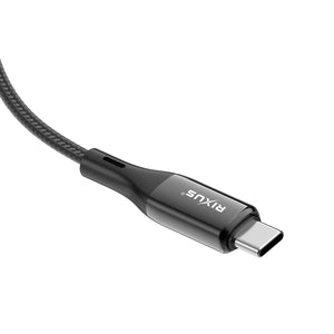 Rixus RXUC28C Braided USB-C Cable With LED Display 1m Black