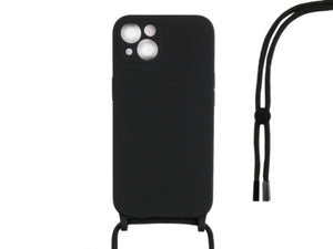 Rixus For iPhone 13 Mini TPU Necklace Cord Cover Black
