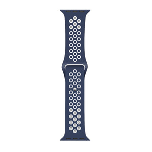 For Apple Watch 42mm, 44mm, 45mm, 49mm Silicone Double Color Sport Band Blue/White Retail Box