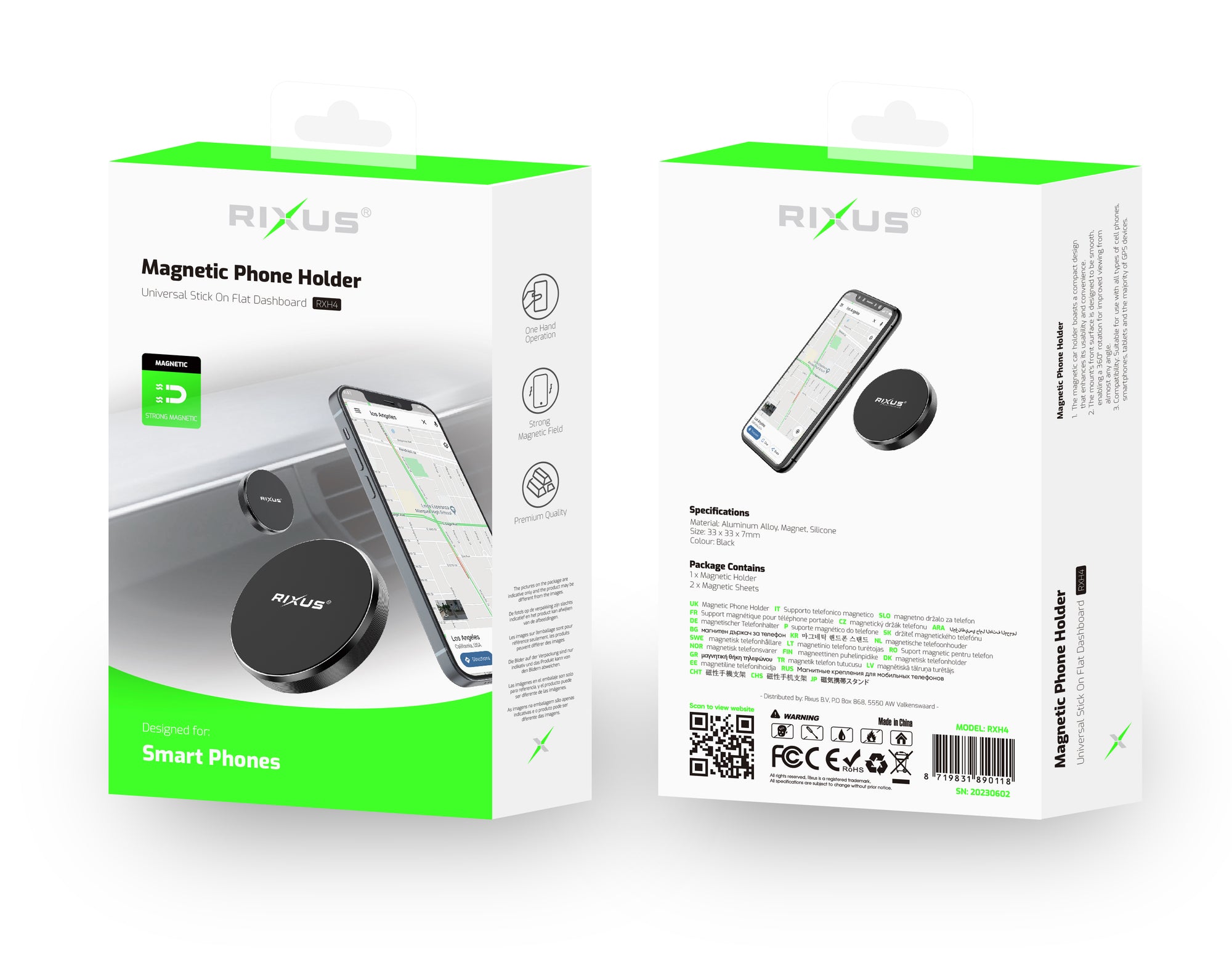 Rixus RXH4 Magnetic Phone Holder Mini Black