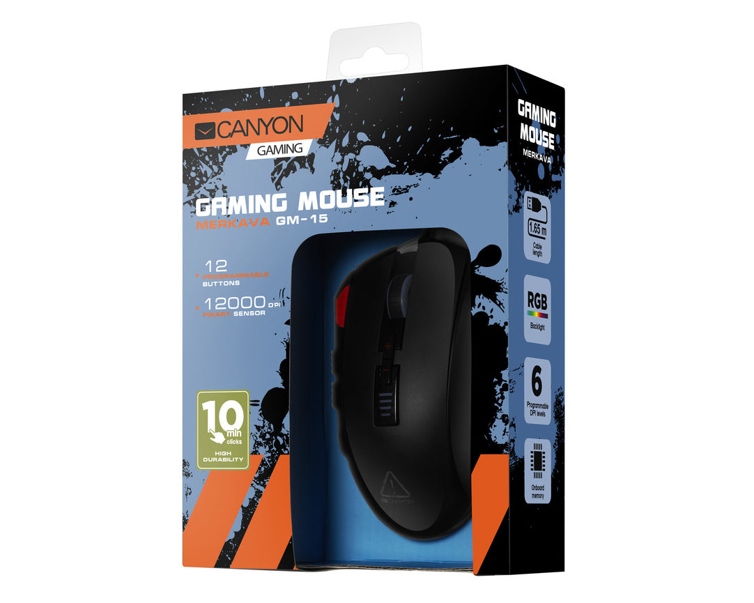 Canyon Gaming Mouse GM-15 Merkava RGB 12 Buttons Black