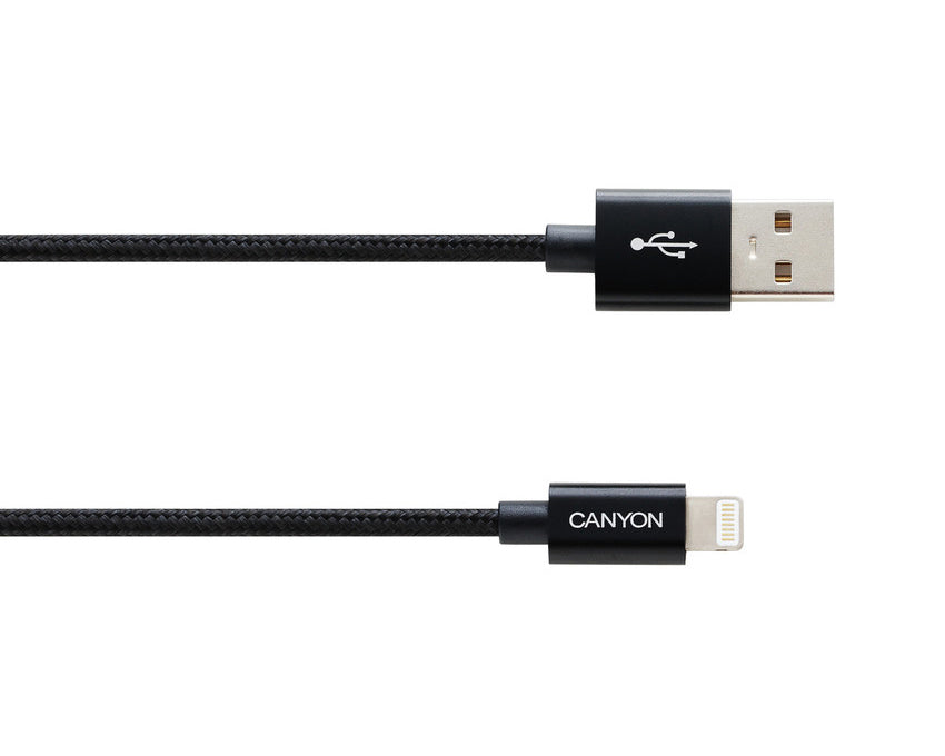 Canyon CFI-3 USB To Lightning Cable 5W 1Mtr Braided Black