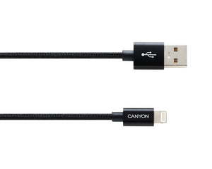 Canyon CFI-3 USB To Lightning Cable 5W 1Mtr Braided Black