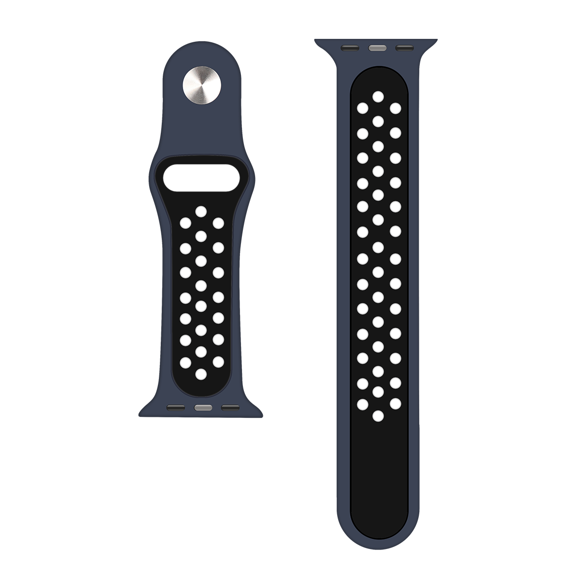 For Apple Watch 38mm, 40mm, 41mm Silicone Double Color Sport Band Blue/Black Retail Box