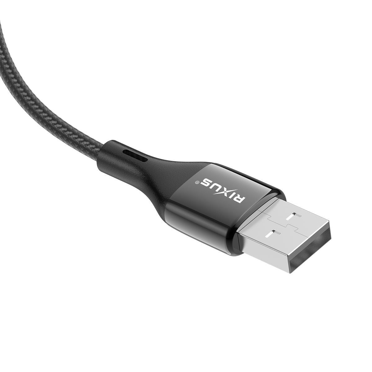 Rixus RXUC28AC Braided USB To USB-C Cable With LED Display 1m Black