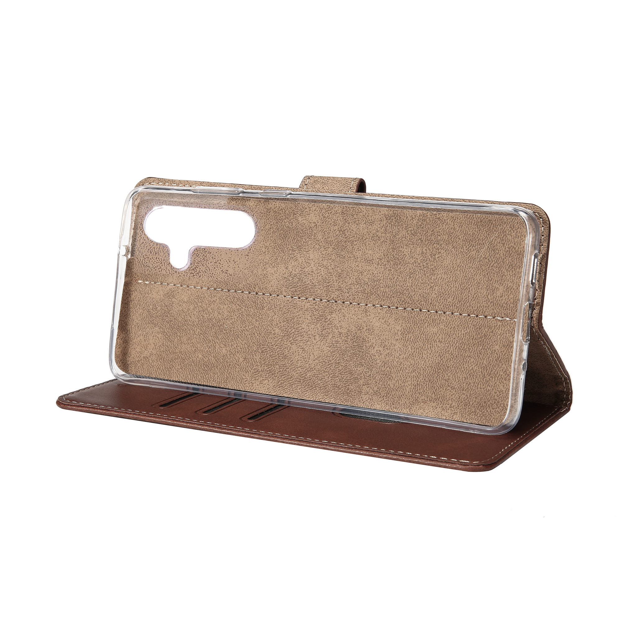 Rixus Bookcase For Samsung Galaxy A14 5G Brown