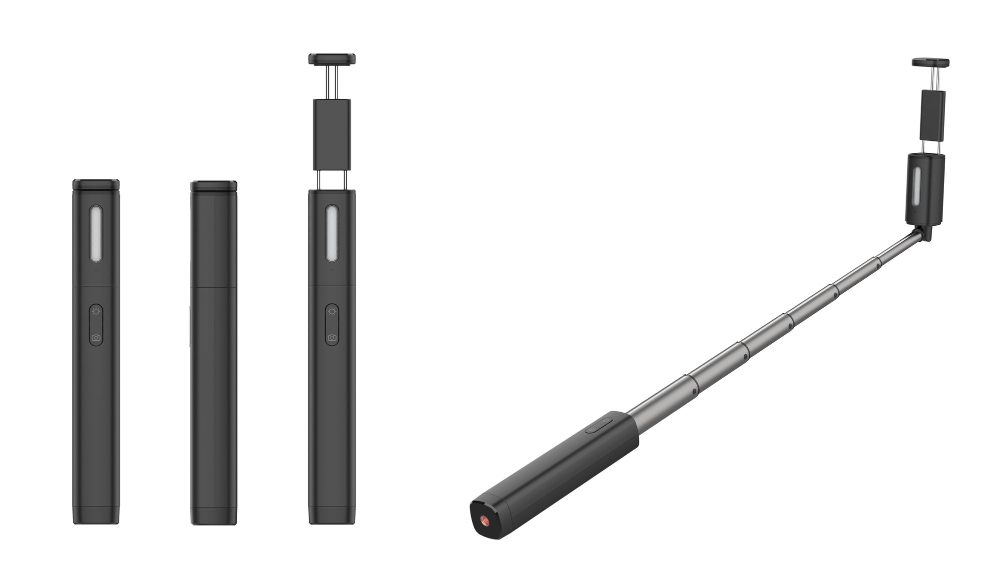 Rixus RXSF31 Integrated Selfie Stick With LED Lights Black
