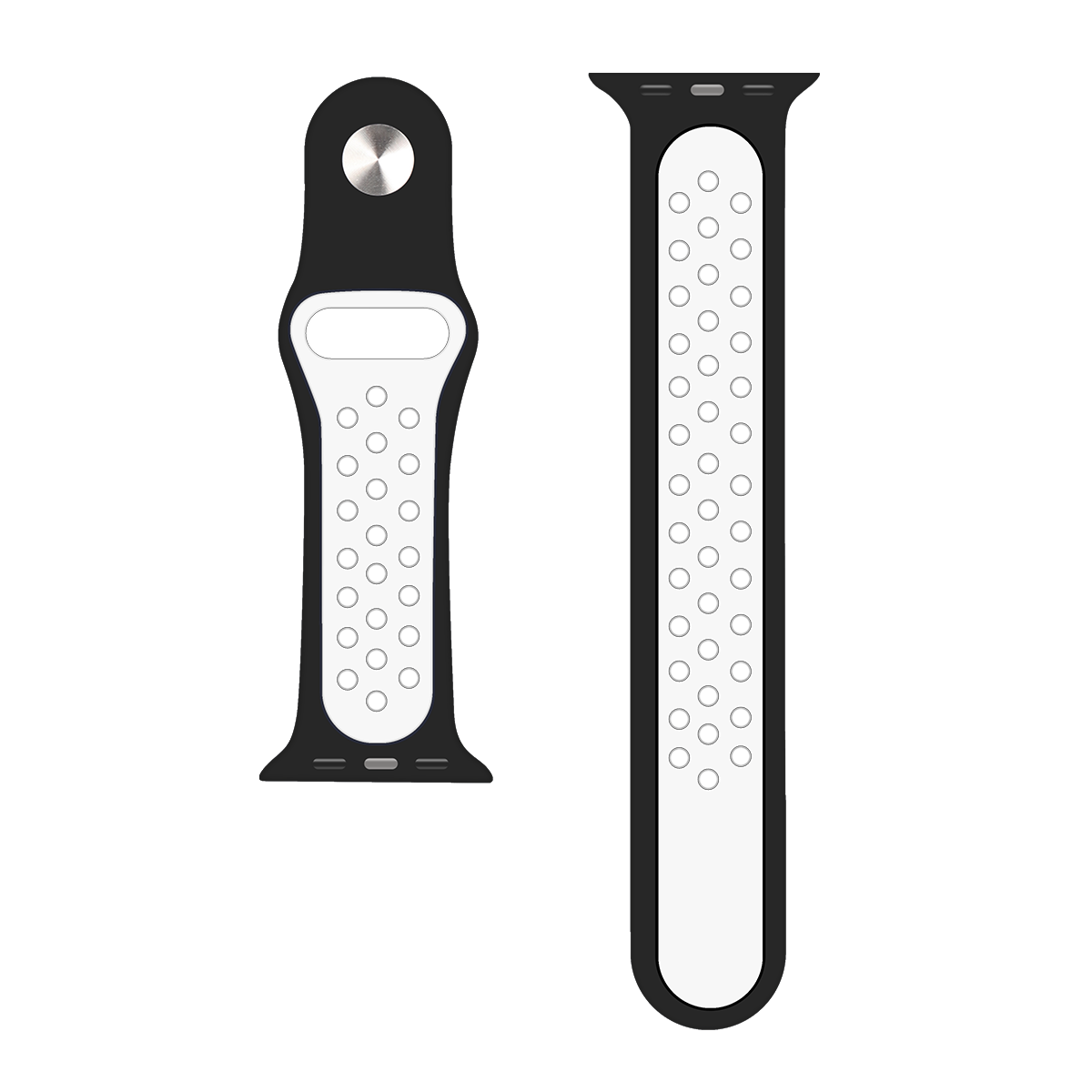 For Apple Watch 38mm, 40mm, 41mm Silicone Double Color Sport Band Black/White Retail Box
