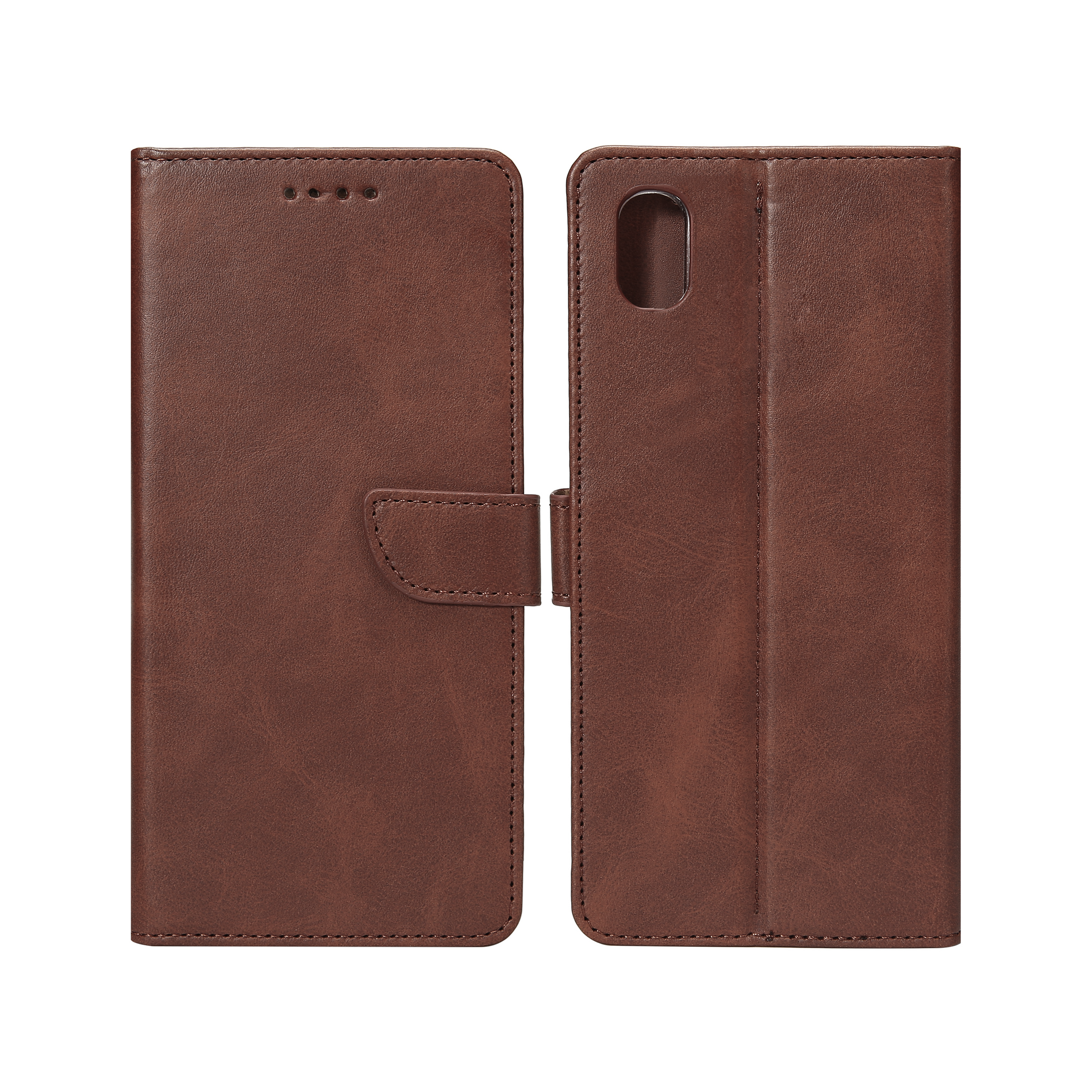 For iPhone XR Bookcase Puloka Brown