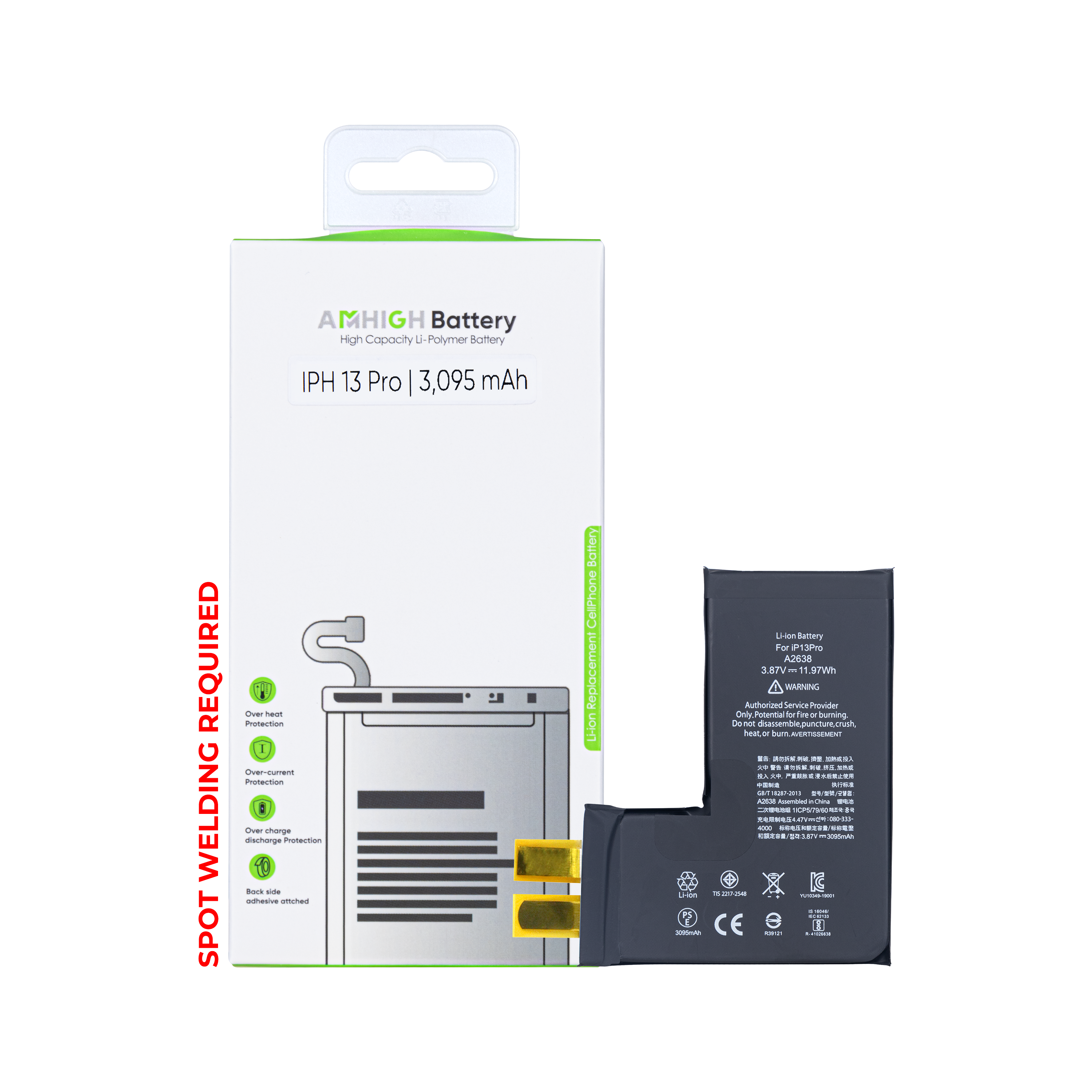 For iPhone 13 Pro A2638 Battery A2656 AM High Premium No Flex