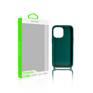 Rixus For iPhone 14 Pro Max TPU Necklace Cord Cover Dark Green