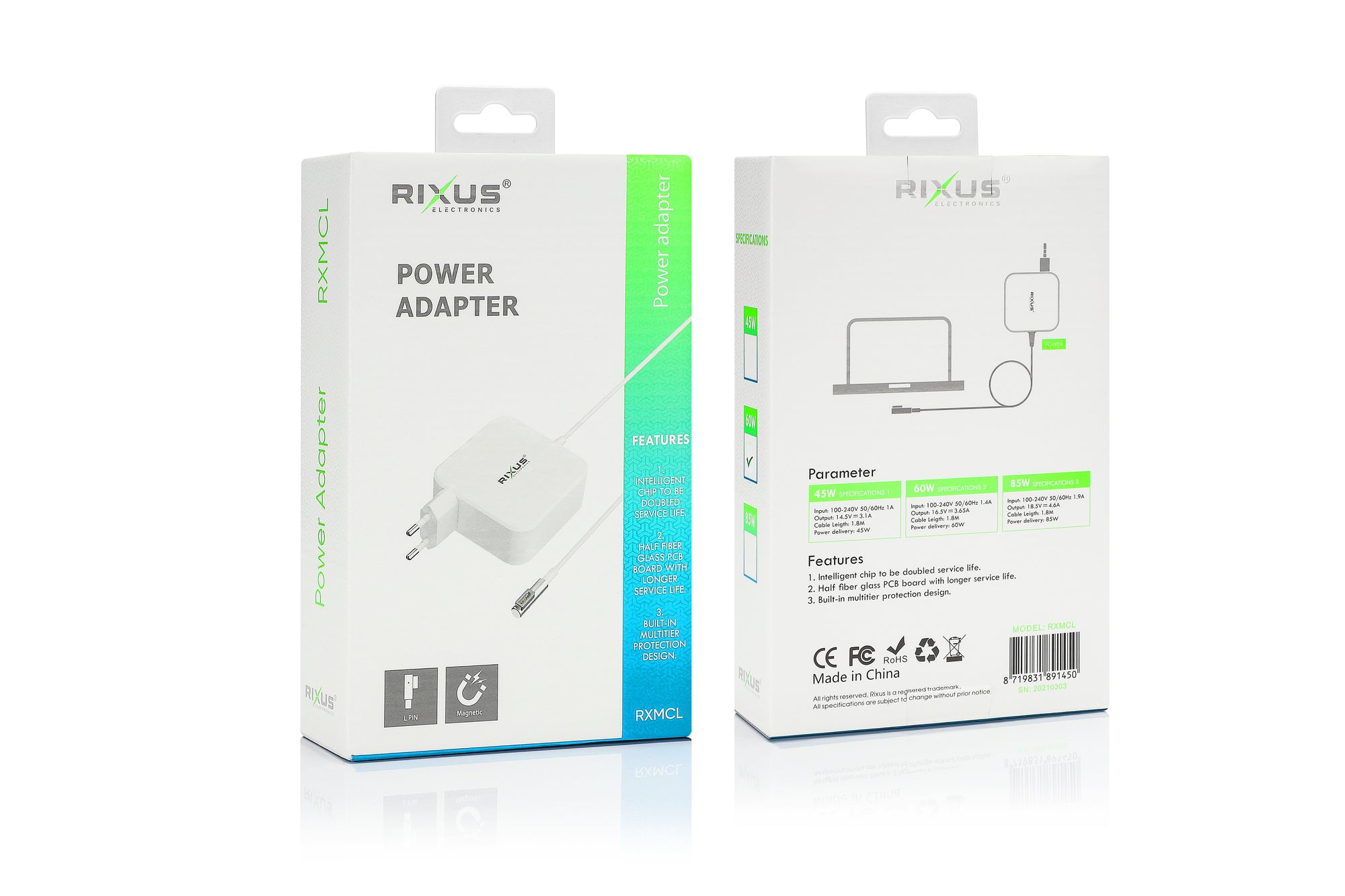 Rixus RXMCL 45W Charger For Macbook L Tip