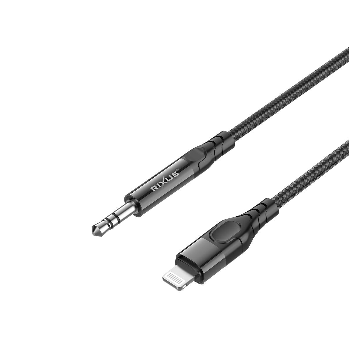 Rixus RXMU35L 3.5mm AUX To Lighting Braided Audio Cable 4-ft Black
