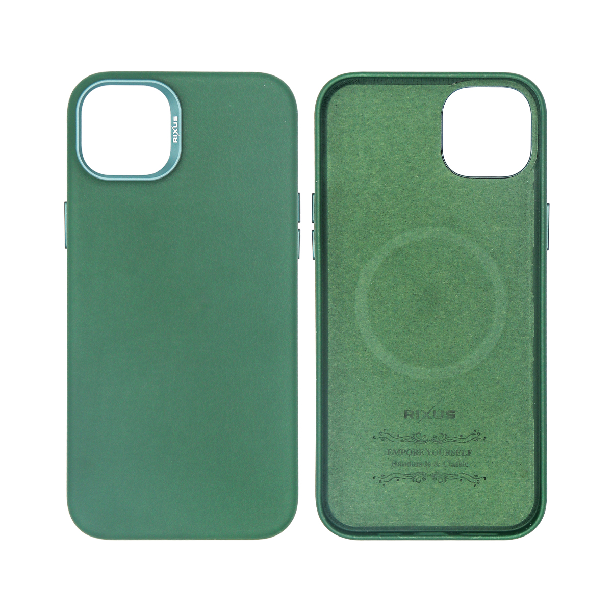 Rixus For iPhone 15 Pro Max Classic 02 Case With MagSafe Green