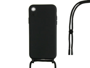 Rixus For iPhone XR TPU Necklace Cord Cover Black