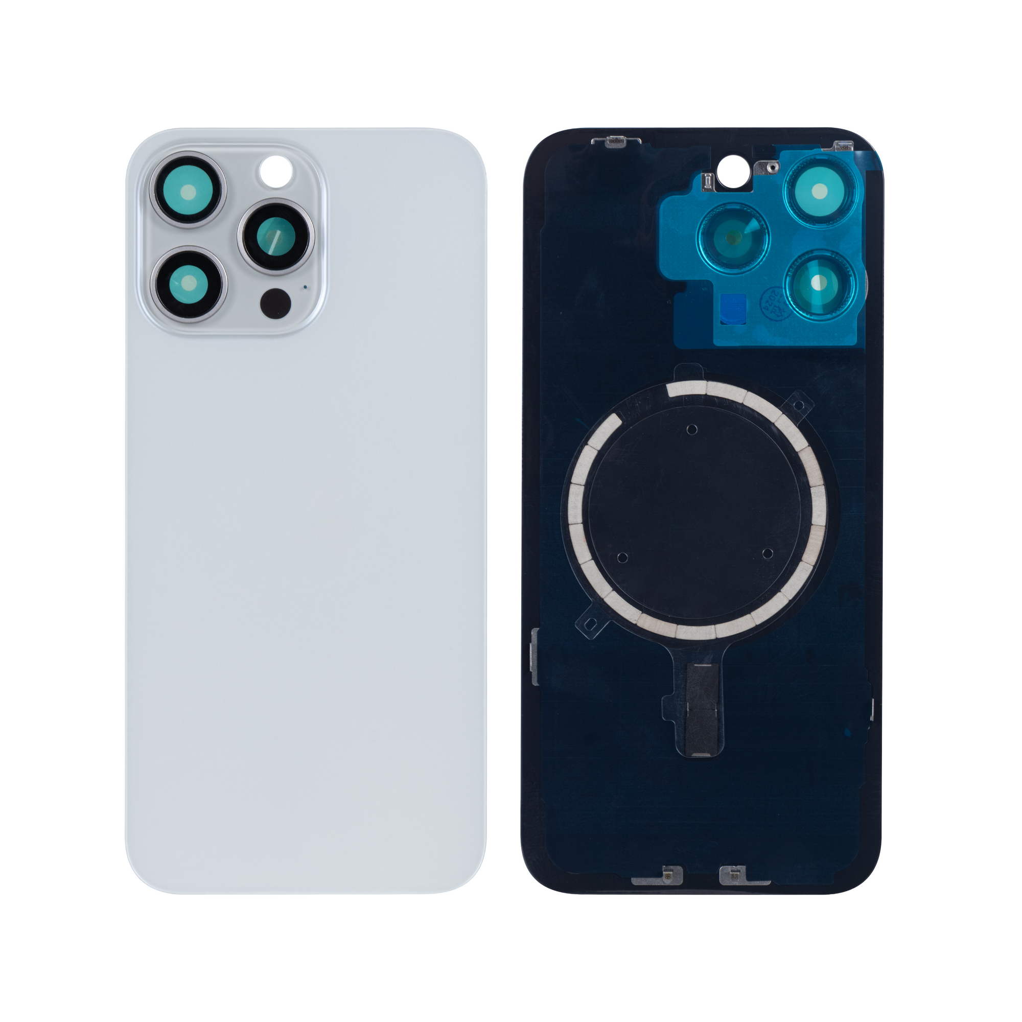 For iPhone 15 Pro Max Extra Glass With Enlarged Camera Frame White Titanium Compatible
