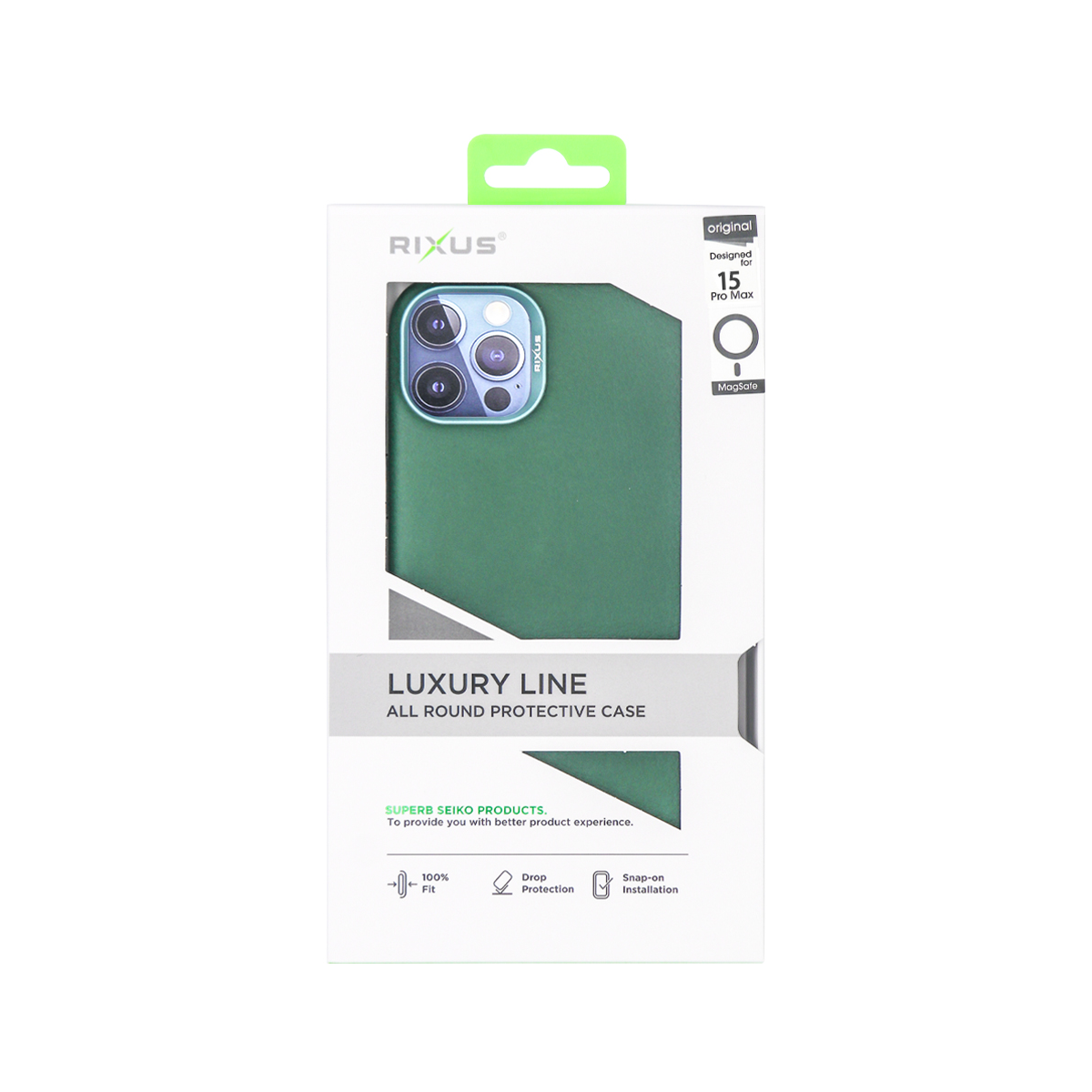 Rixus For iPhone 15 Pro Max Classic 02 Case With MagSafe Green