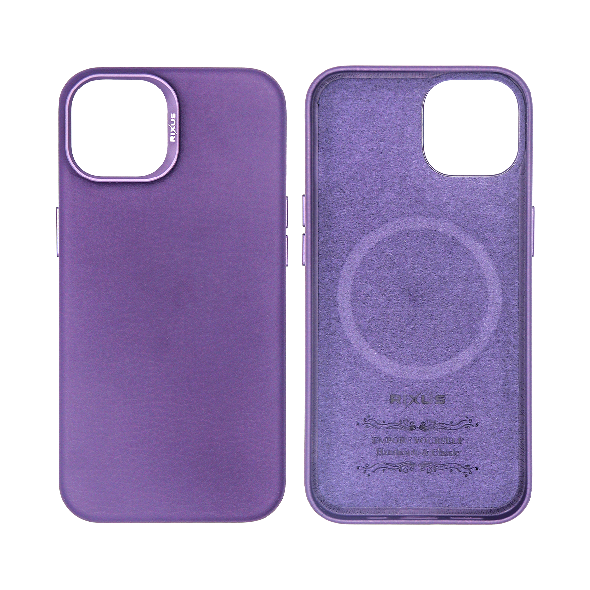 Rixus For iPhone 15 Pro Max Classic 02 Case With MagSafe Purple
